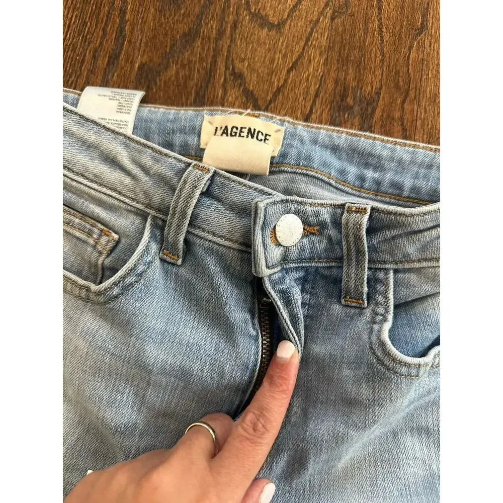 L'AGENCE High Line High Rise Skinny Distressed Classic Vintage Jeans 26 1347 - Image 6