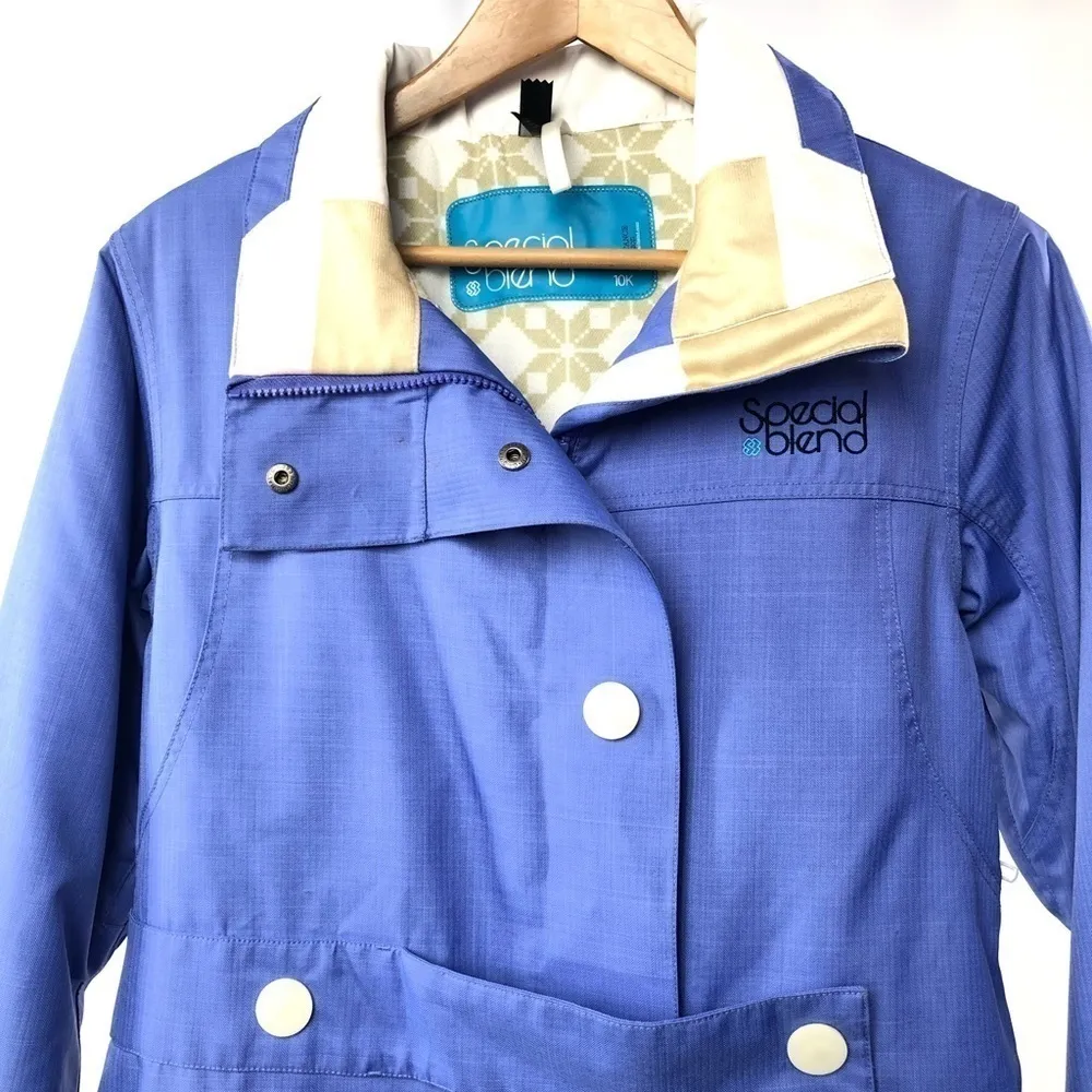 Special Blend Hooded Full Zip Snow Coat‎ in Blue White Size Medium - Image 2