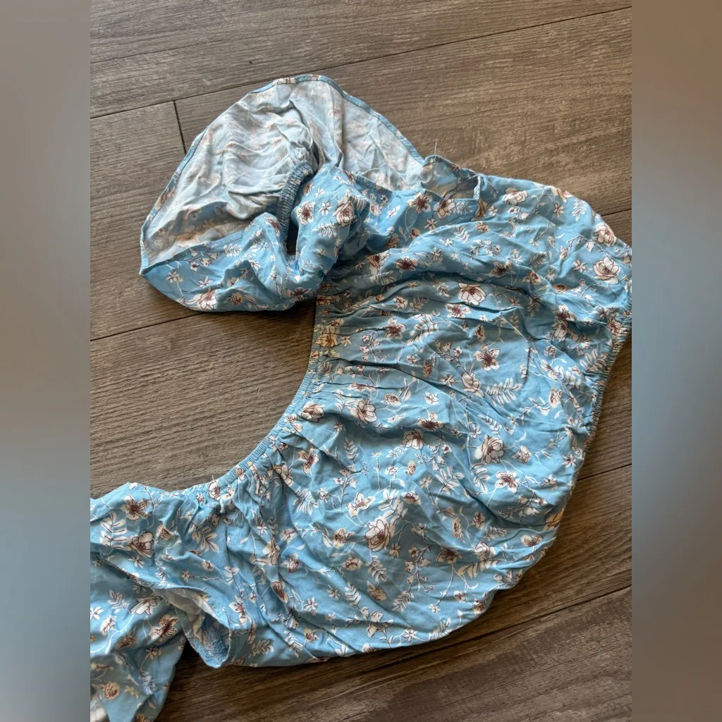 Aqua Blue Floral Crop Top - Image 7