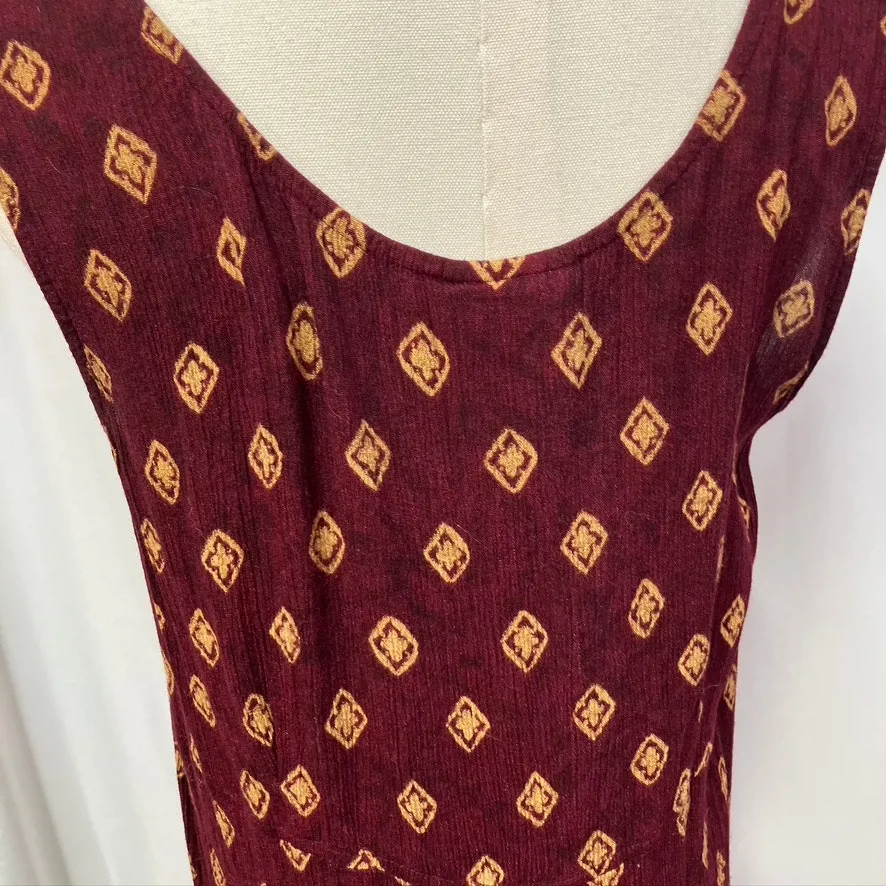 Vintage Rabbit Rabbit‎ Rabbit Rayon Slip Dress Womens M USA Made Maroon Gold Purple Size M - Image 10