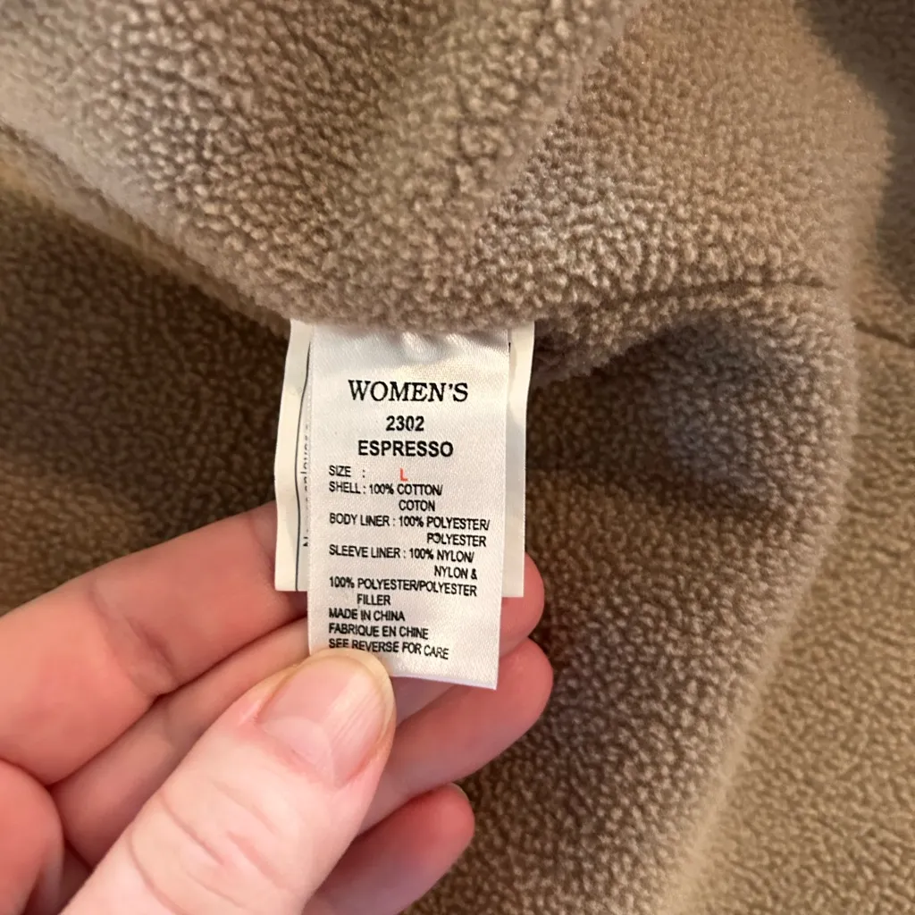 Woolrich Women’s Corduroy Sherpa Lined Size Large Expresso Outdoor Chore Coat - Image 8