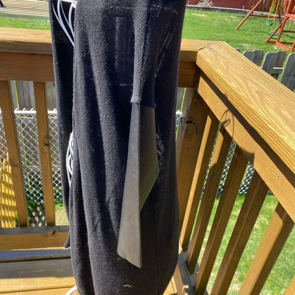 Zara black faux leather elbow open cardigan size medium - Image 5