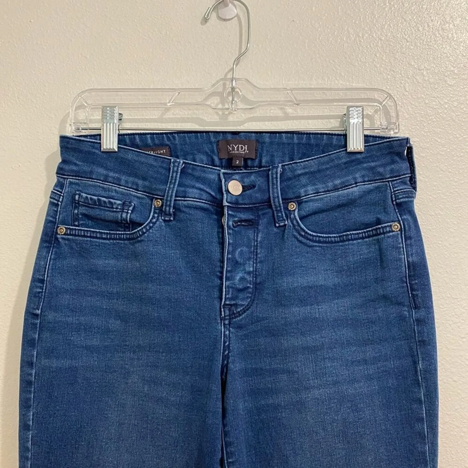 NYDJ Dark Wash Marilyn Straight Lift Tuck Mid Rise Jeans Sz 2 - Image 4