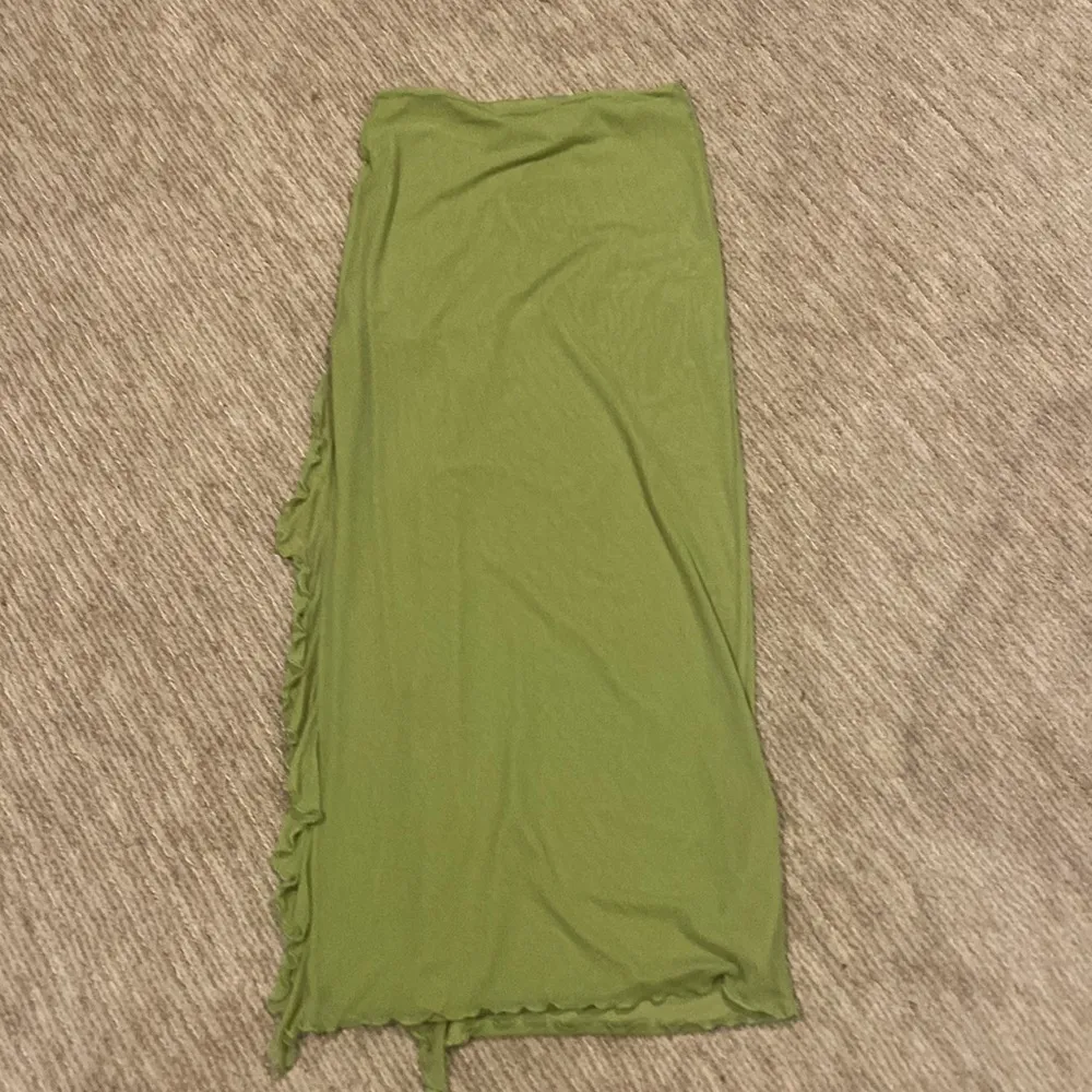 Tiger Mist Green Asymmetrical Wrap Maxi Skirt - Image 2