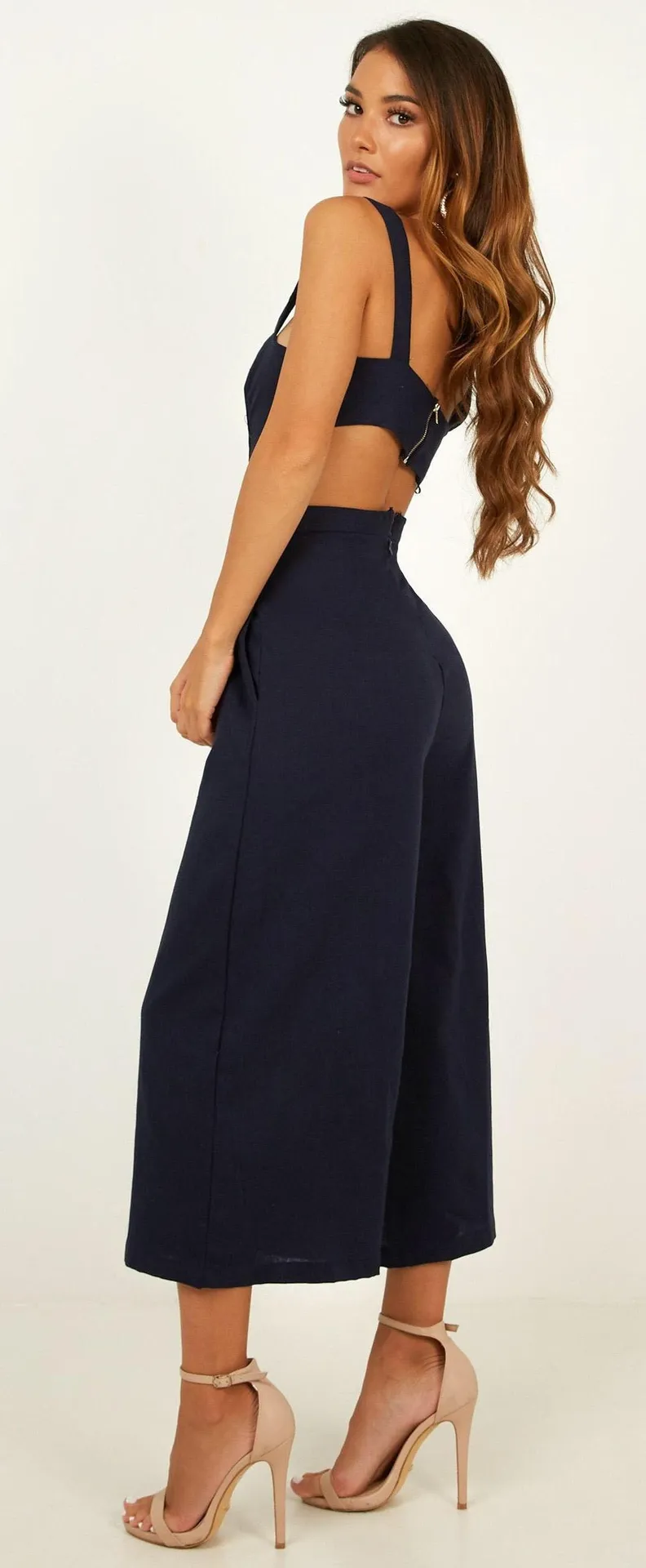 Showpo Navy Linen Jumpsuit - Image 2