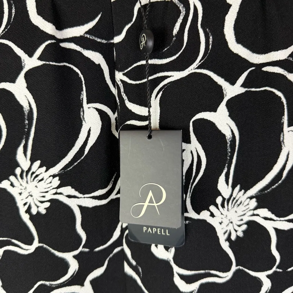 NWT Adrianna Papell 2X‎ Crepe High-Rise Wide Leg Crop Pant Black White Career - Image 5