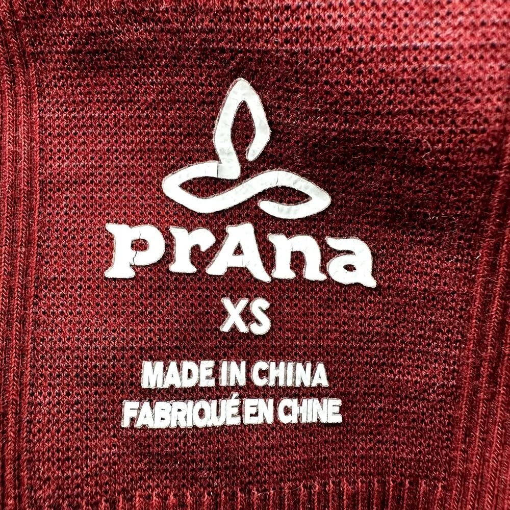 prAna Sopra Seamless Leggings High Rise Ribbed Knit Yoga Athletic Maroon Red XS - Image 4