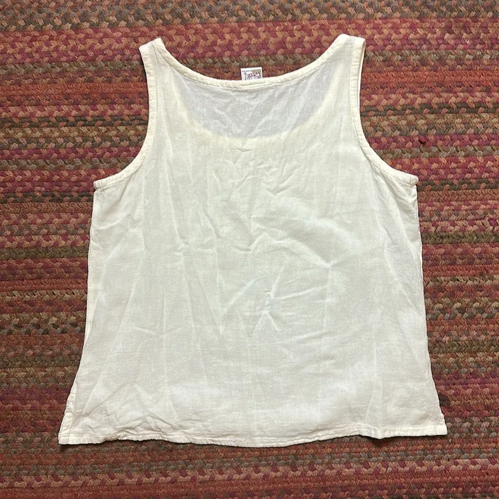 VTG OH MY GAUZE FLORDIA CREAM SUMMER TANK Size M - Image 3