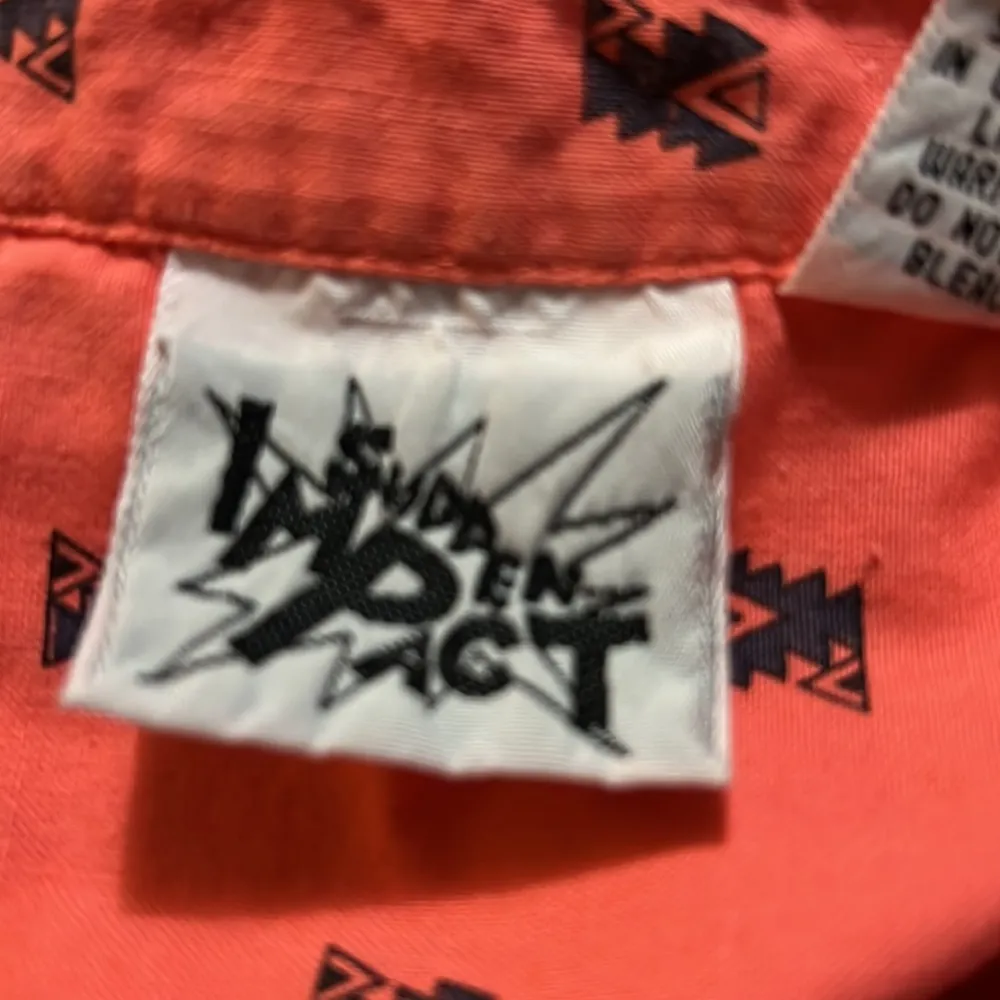 Vintage 1980’s ’’s single stitch Sudden Impact neon orange, coral Shoulder pads Orange Size M - Image 3