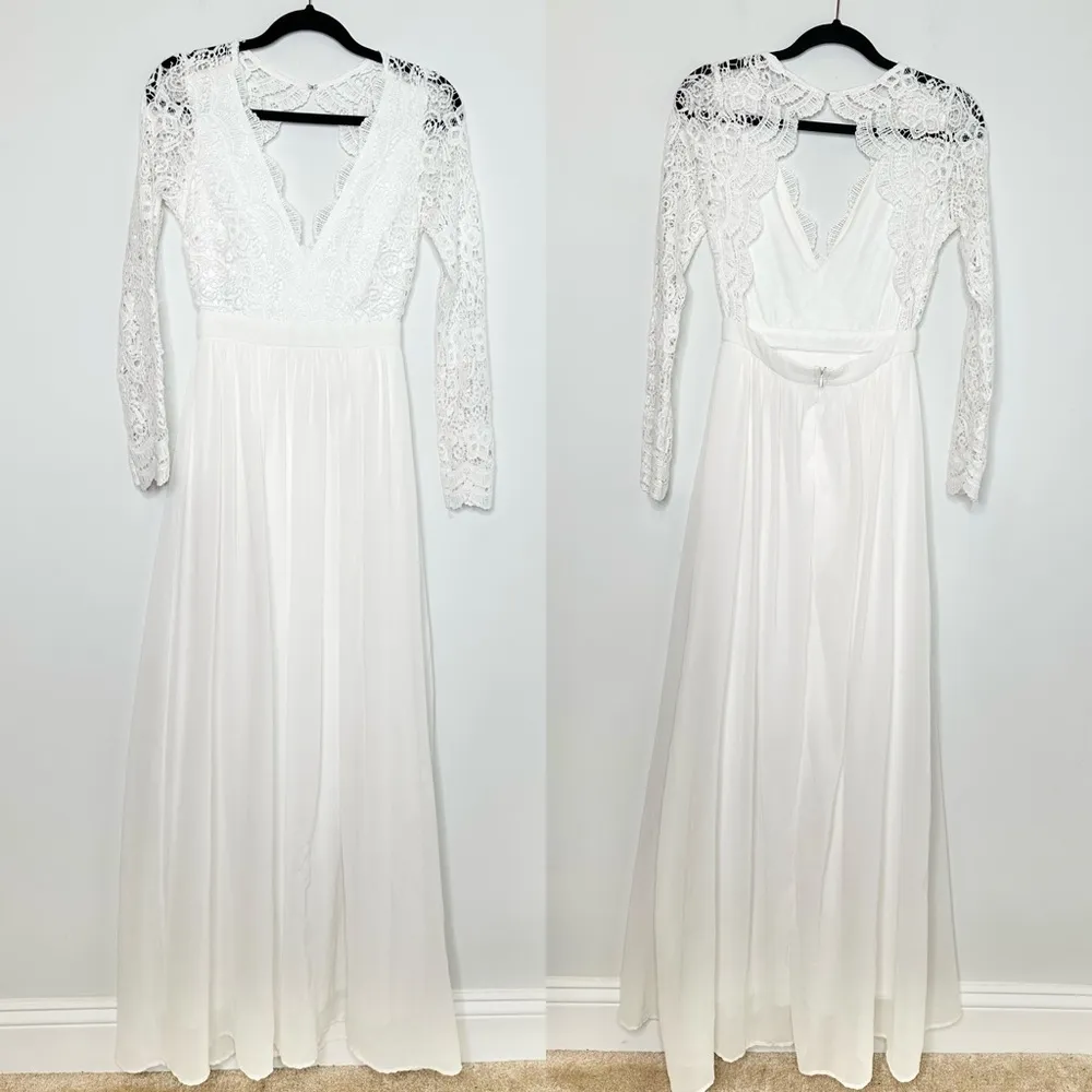 Lulus Awaken My Love White Long Sleeve Lace Maxi Dress - Image 4
