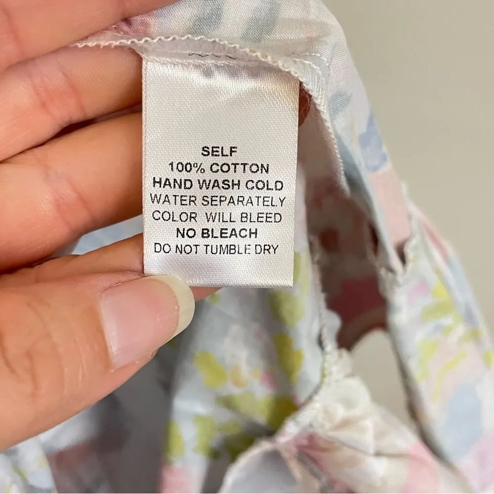 PINCH Jetset Motif Smocked Puff Sleeve‎ Midi Dress Size Large Blue - Image 8