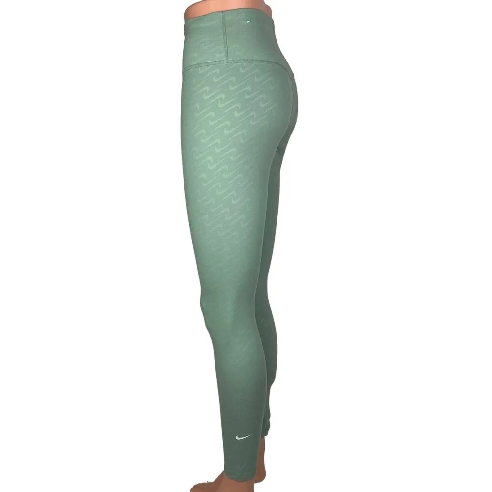 Nike Dri-Fit Check Logo Icon Mint Sage Green Pull-On Athletic Leggings Size S - Image 2
