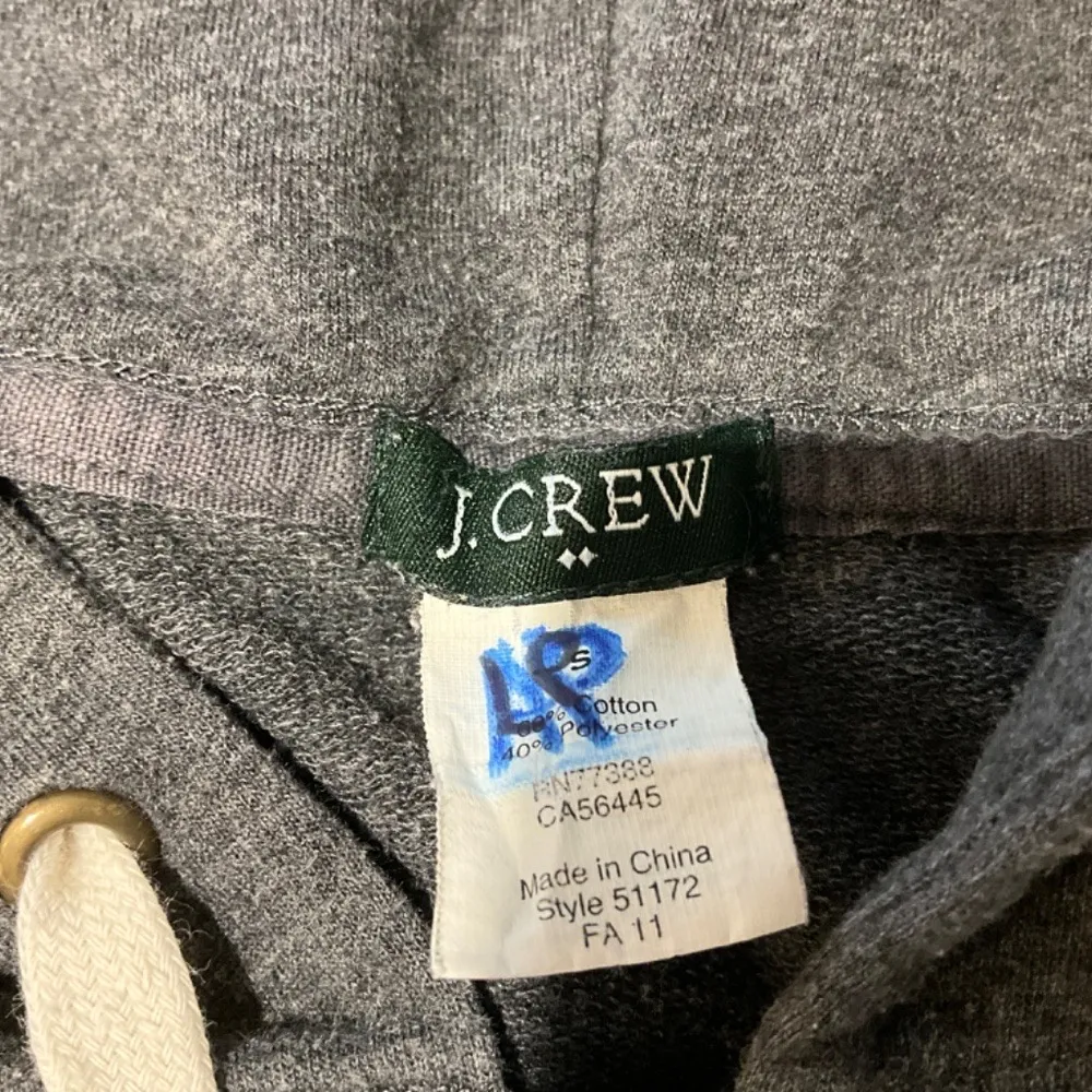 J.Crew Sweatshirt Hoodie Hoody Dark Heather Gray Full Zip Size Small - Image 4