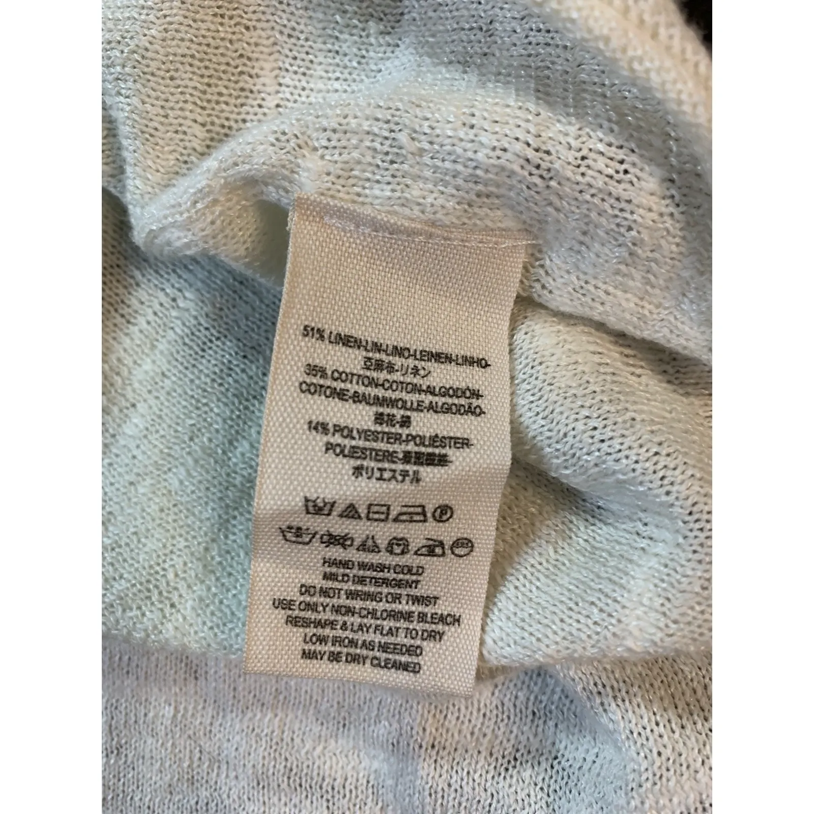 Free People Beach Boho Colorblock Linen Blend Sweater Women XS Oversized Resort‎ - Image 7