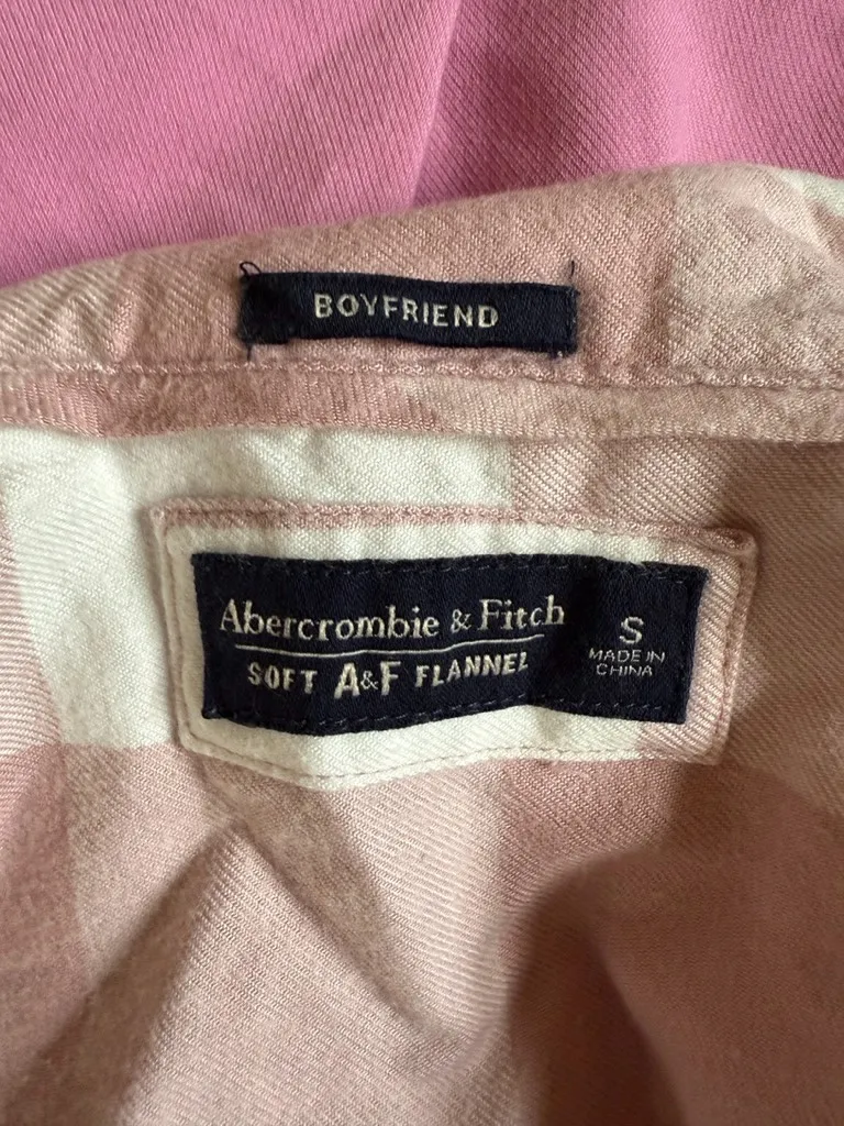 Abercrombie & Fitch Boyfriend Pink and White Flannel - Image 2