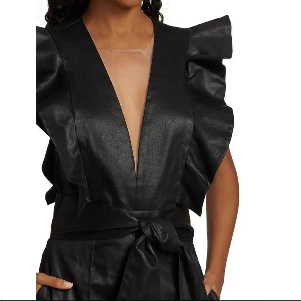 NWOT 7 For All Mankind Black Jumpsuit with Ruffle Sleeves Size Small - Image 3