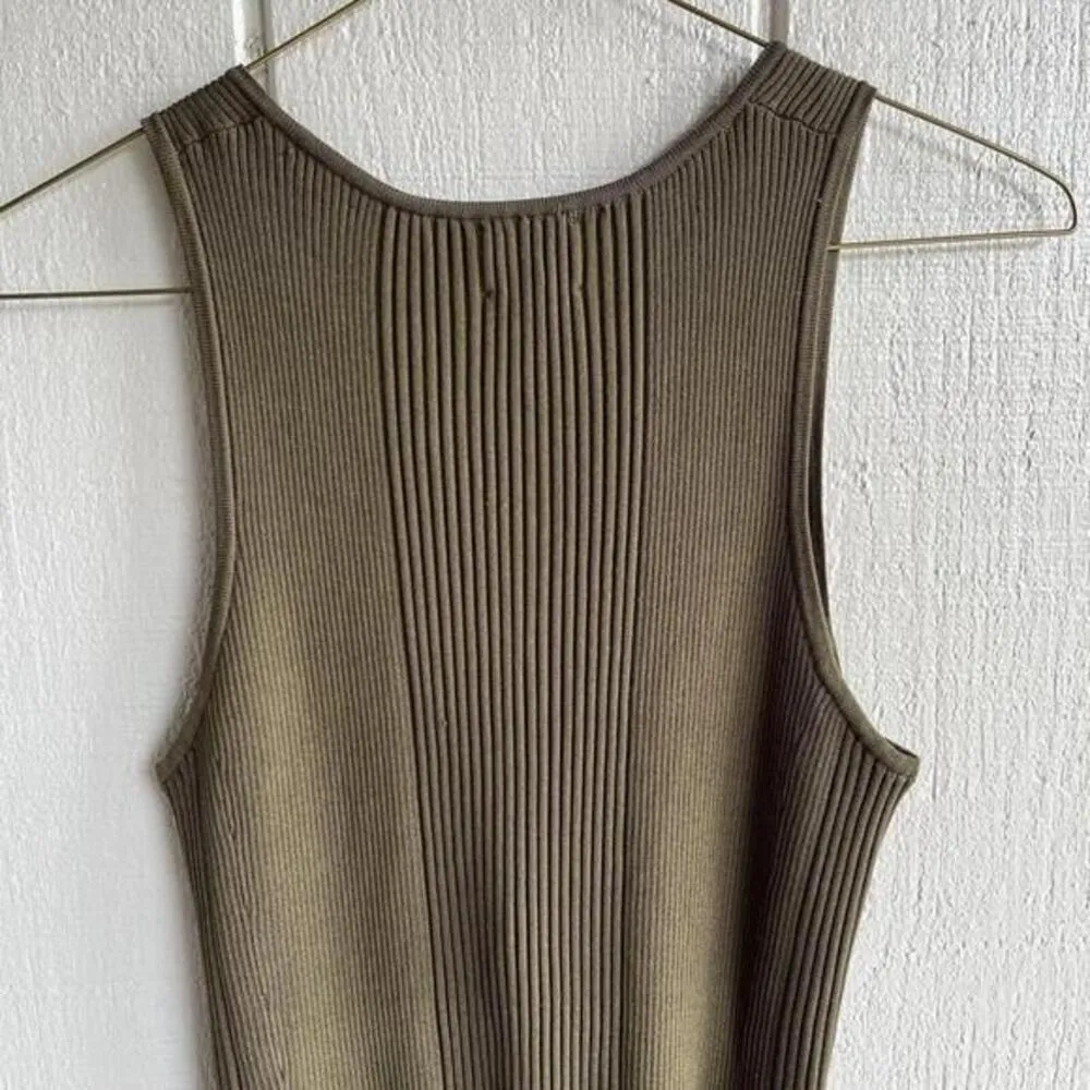 Torn by Ronny Kobo‎ Lace Up Ribbed Knit Mini Dress in Olive Green Size M - Image 8