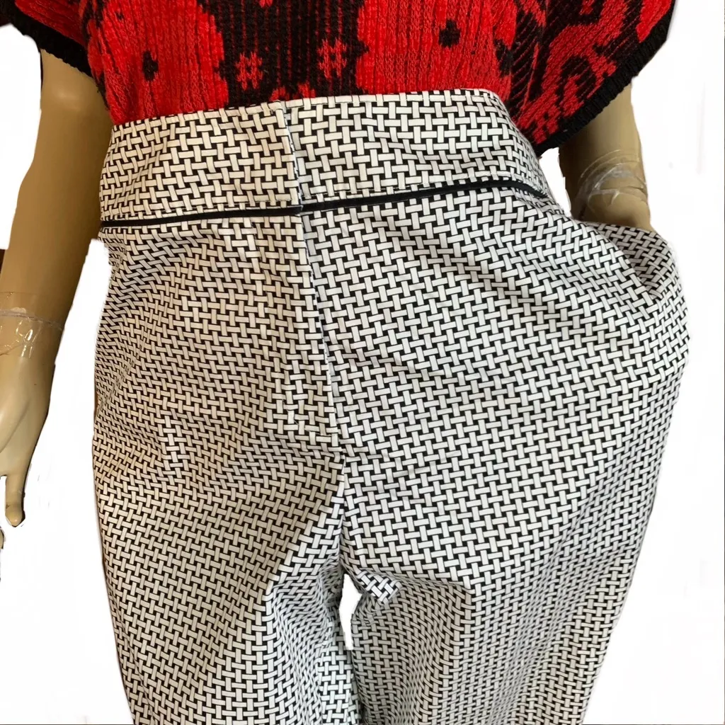 TALBOTS BLACK & WHITE WOVEN LOOK PATTERN COTTON CROPPED PANTS (18) - Image 6