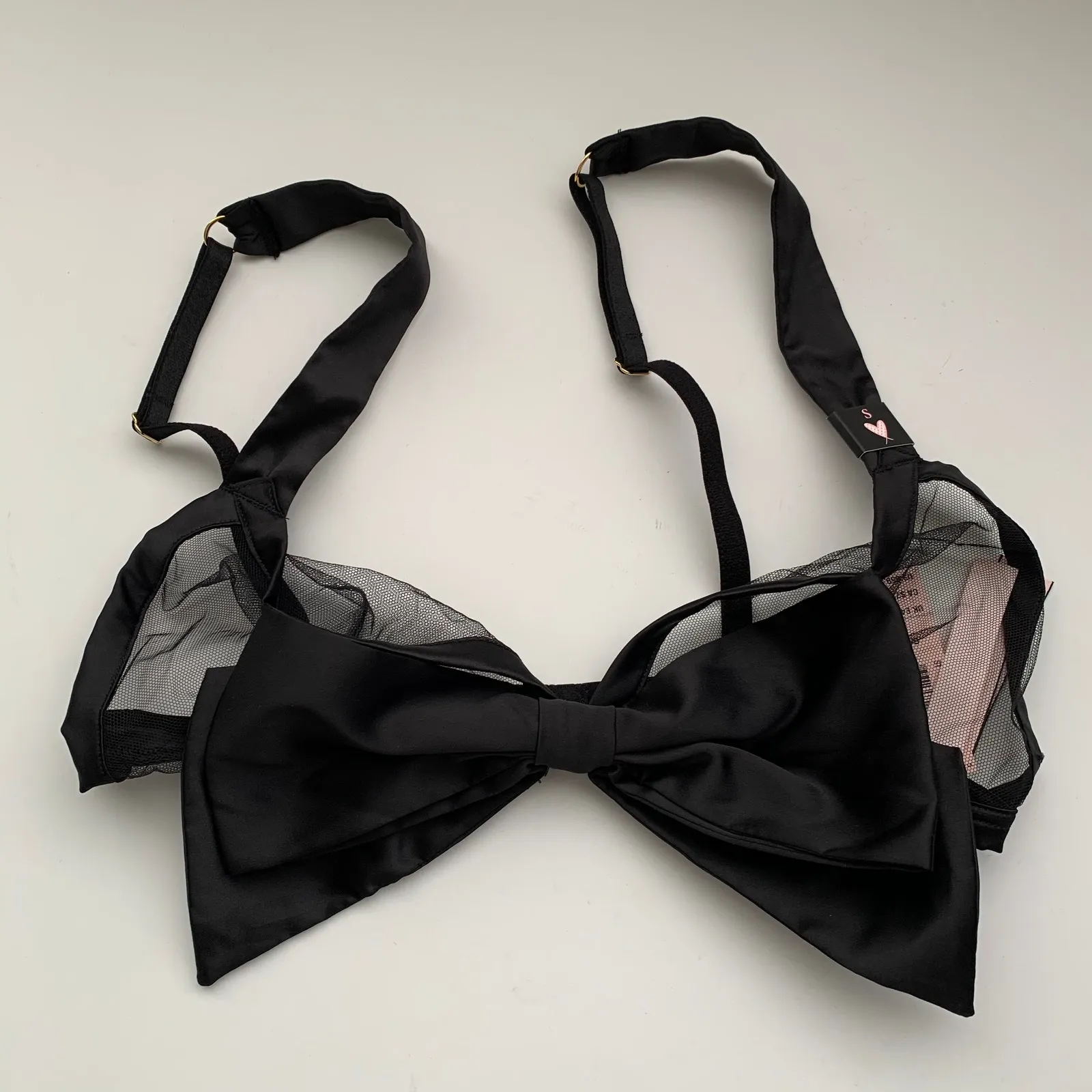 Victoria Secret Very Sexy Big Bow Mesh Bralette Womens Black - Image 3