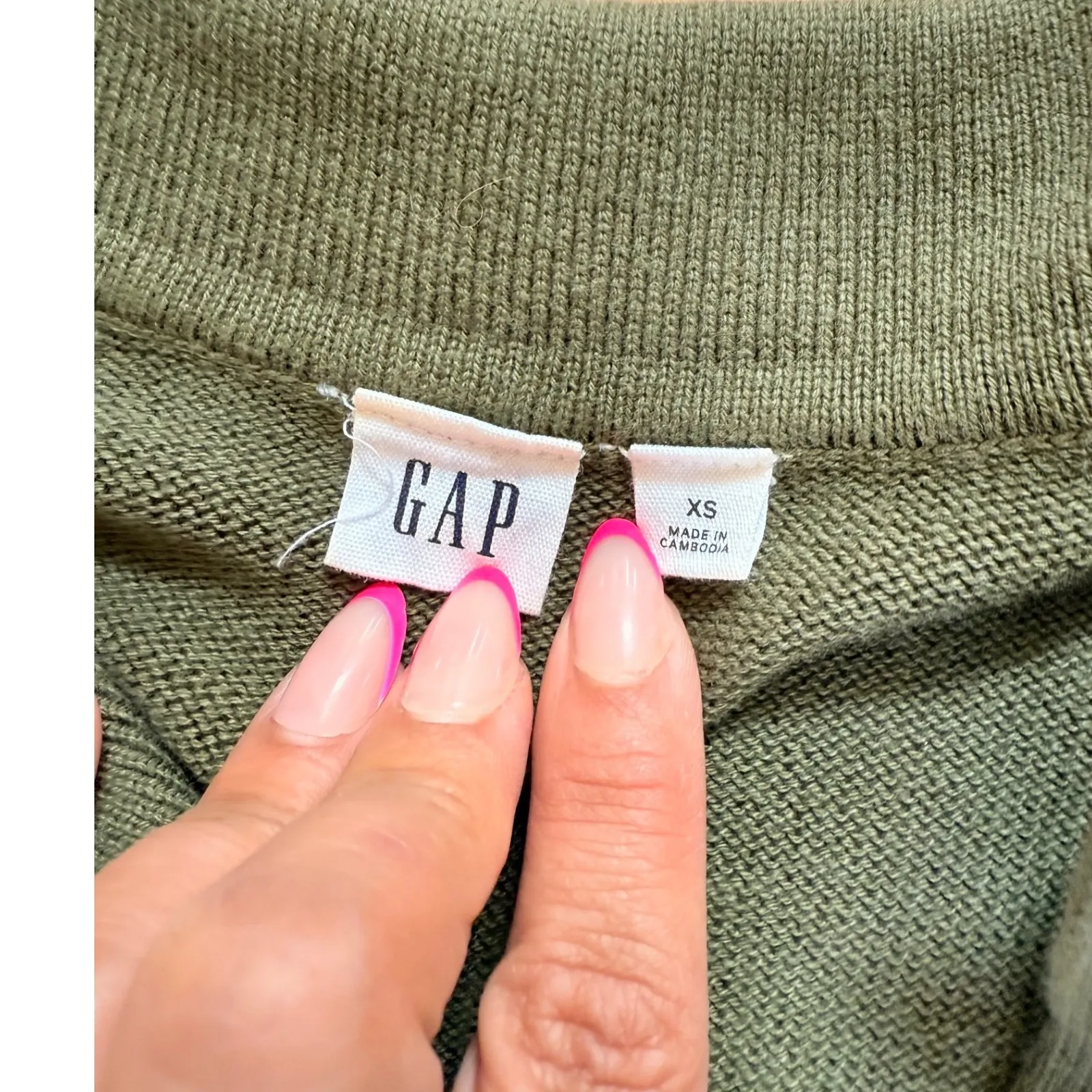 GAP XS‎ Olive Green Knit Sweater Dress Long Sleeve Collared Casual Minimalist - Image 4