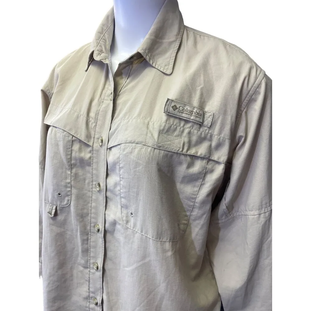 Columbia Women's Beige Vented Long Sleeve Shirt Button up Size P(M) SKU 2812 - Image 2