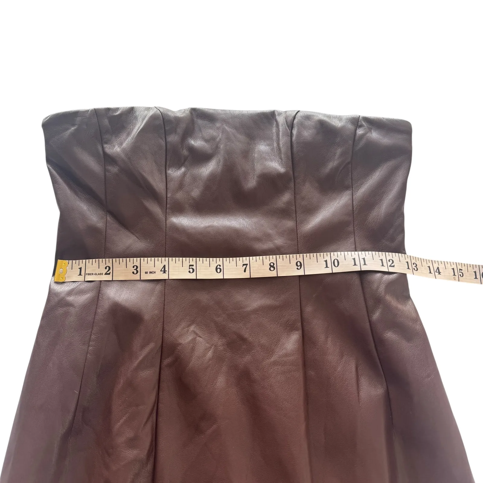 Lovers + Friends X Rachel Ana‎ Brown Faux Leather Maxi Dress Small Strapless S - Image 13