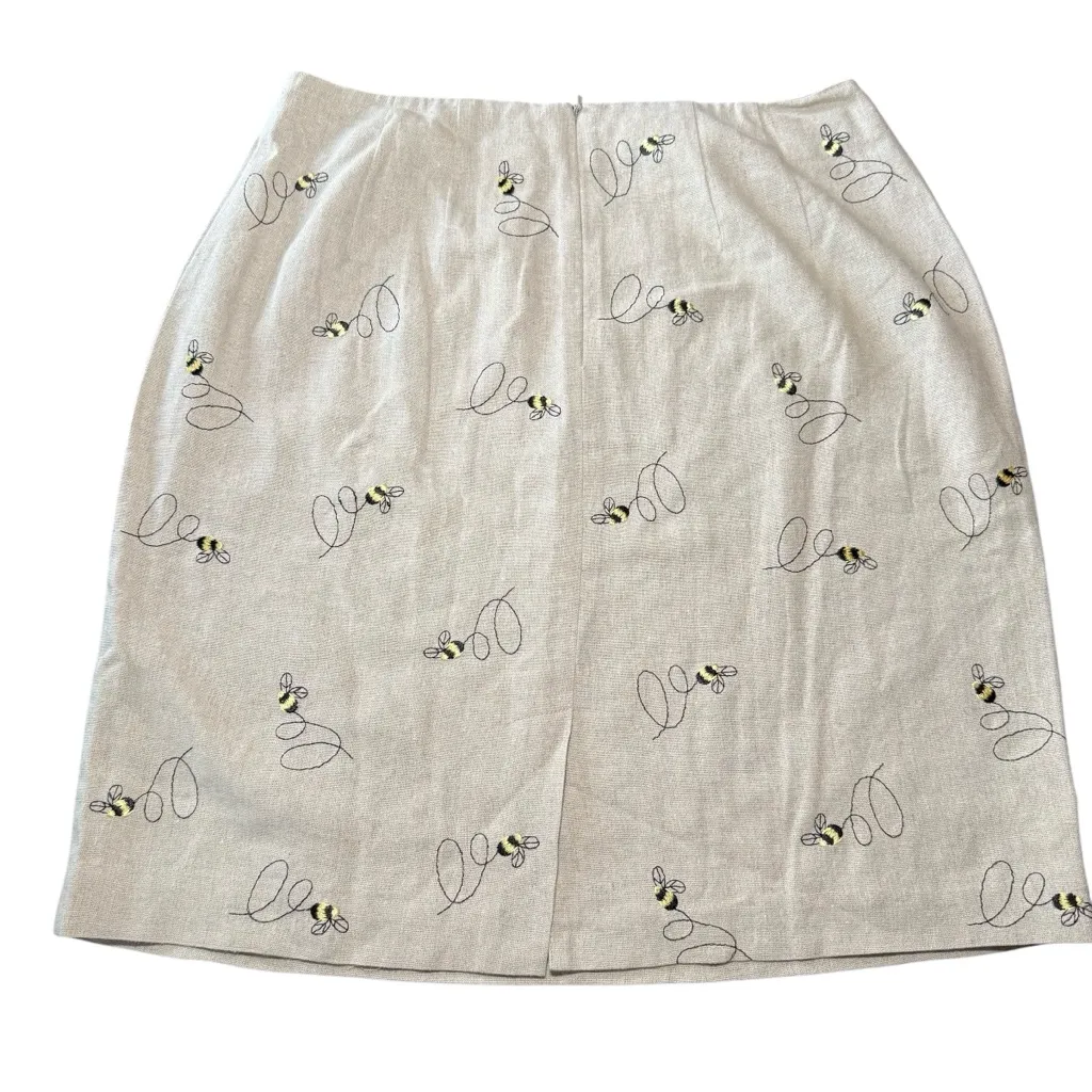 Talbots Embroidered Bumble Bee‎ Linen Skirt size 10 - Image 3