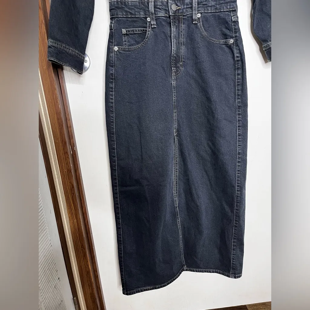 New Universal Thread Denim Jumpsuit Dress Skirt Romper Thick Dark Long Sleeve - Image 4