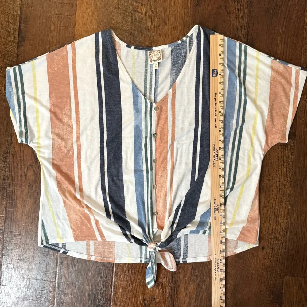 TRUSELF striped top, tie waist, plus size 2X - Image 6