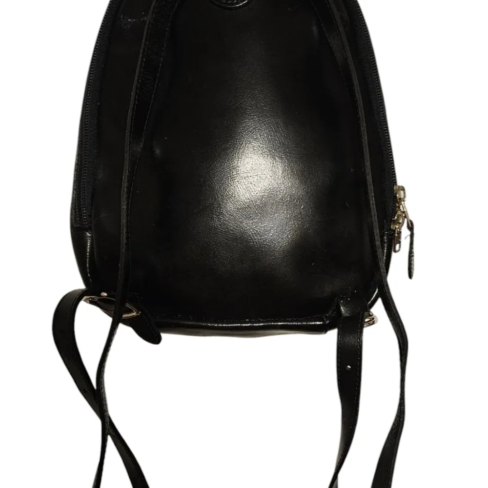 Roots Black Leather Mini Backpack / Purse - Image 2