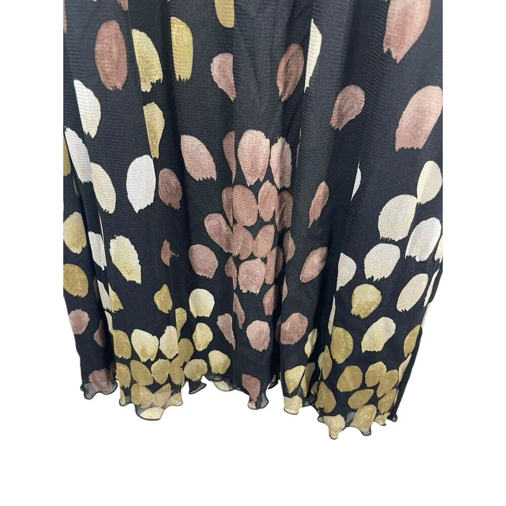 Y2K Soft Lined Mesh Paint Look Design Empire Tie Waist Lettuce Hem Dress 16 Black - Image 3