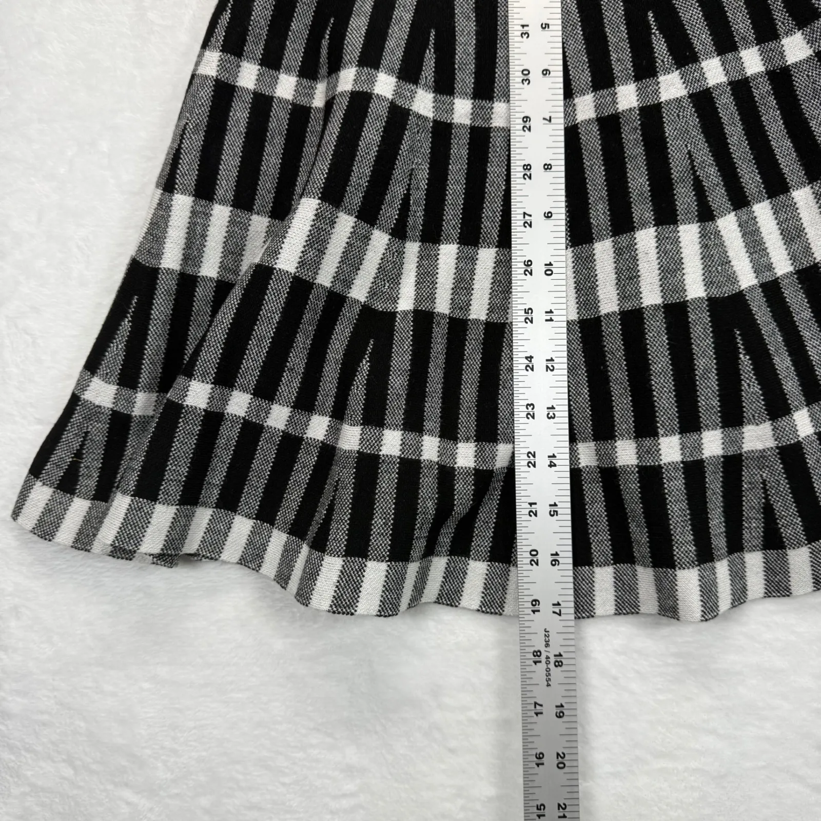 Say What?‎ Plaid Pleated Mini Skirt Black White Checkered Knit Skater Size L - Image 3
