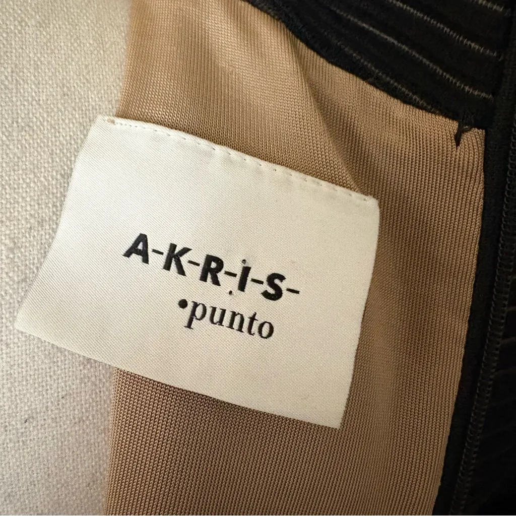 AKRIS PUNTO Ribbed Short Sleeve Dress Black Turtleneck Size 6 - Image 6