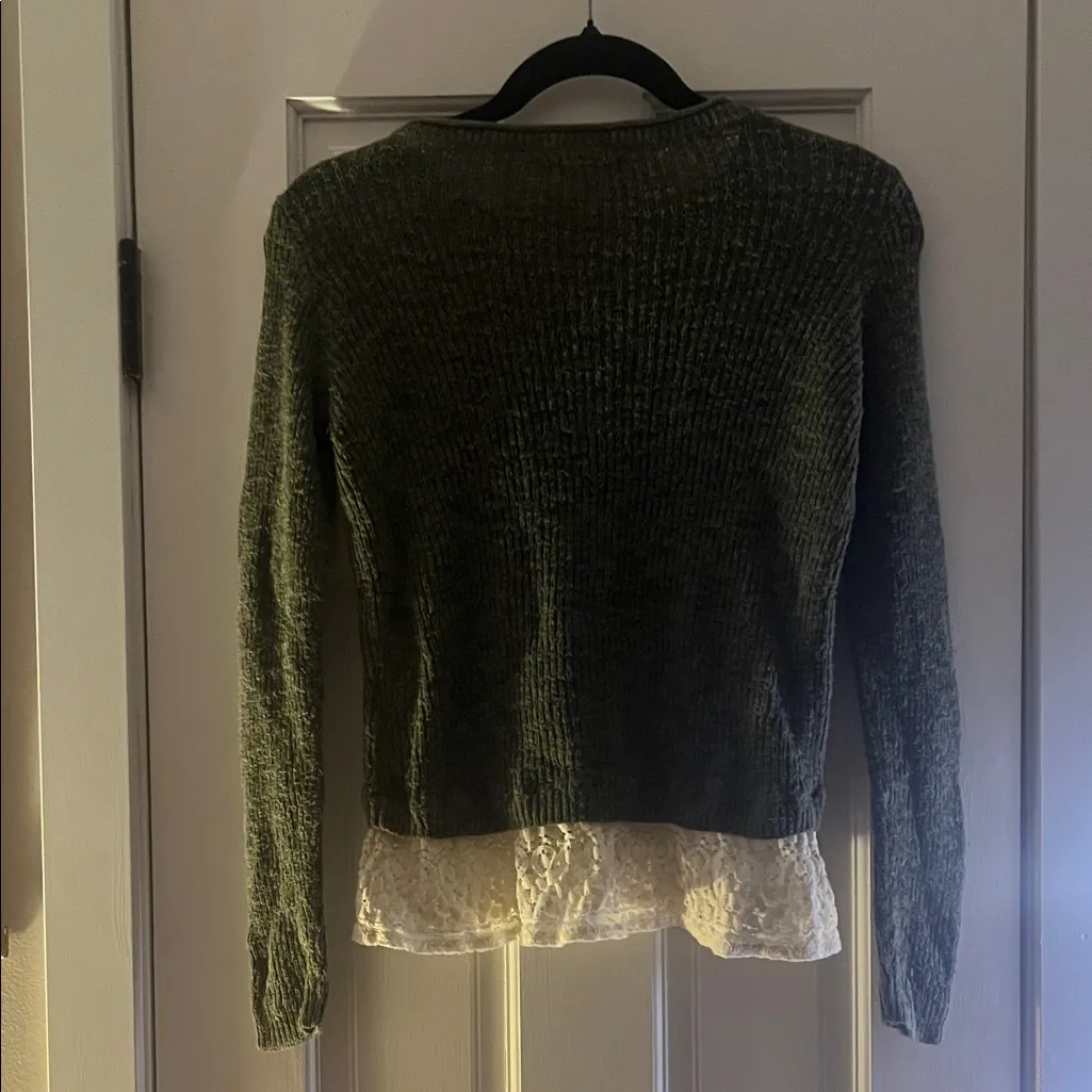 Hollister Olive Sweater with Lace Trim - Image 8
