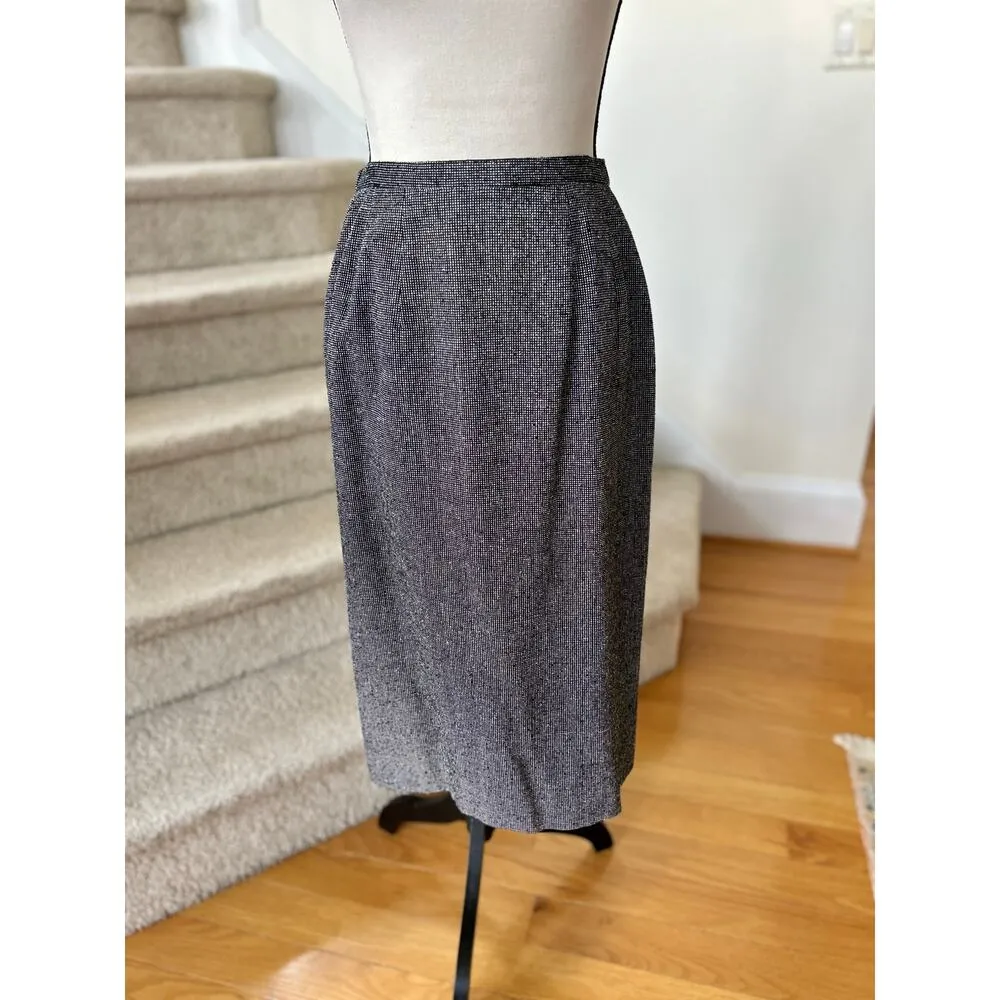 Vintage Ann May Black & White Micro Dot Silk Skirt Short Top Set Old Money - Image 5