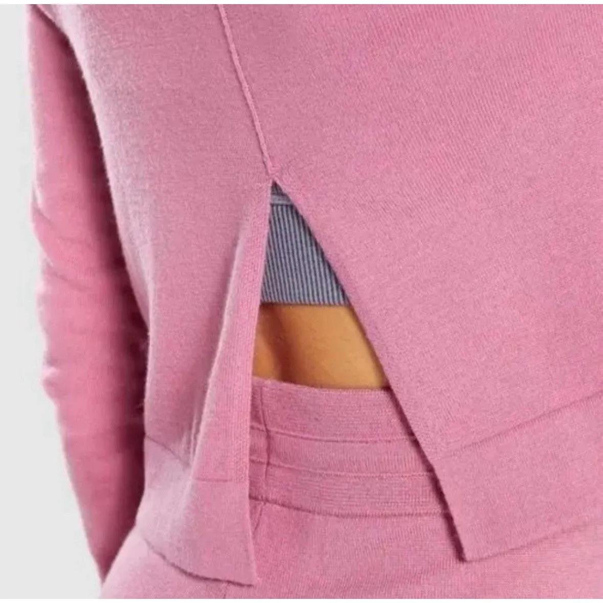 Gymshark Isla Knit Sweater 100% Wool Crop Pullover Pink Small Mock Neck Active - Image 2