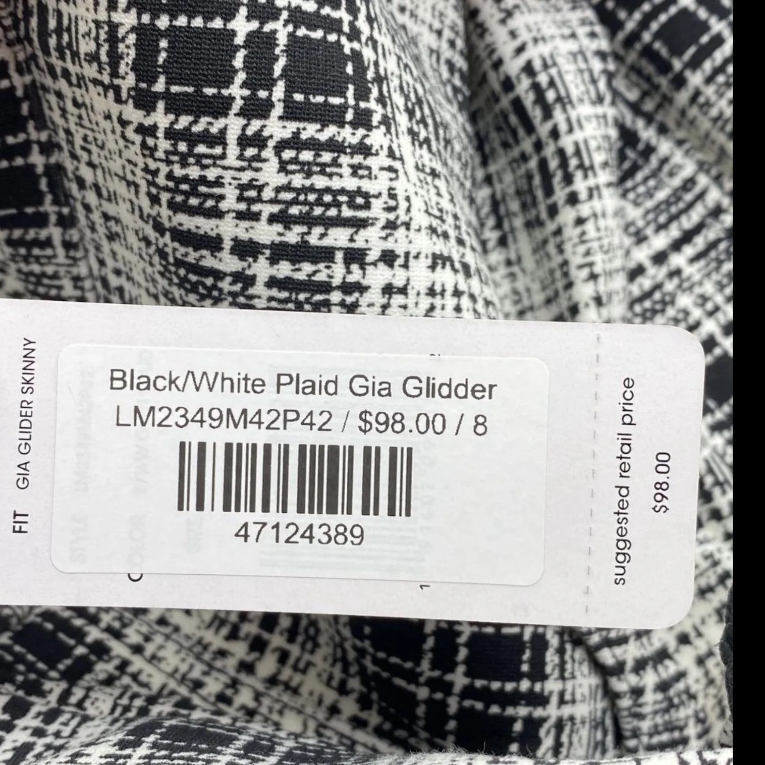 Liverpool Gia Glider Skinny Jeans 8/29 B&W Glen Plaid Pull-On Stretch NWT - Image 6