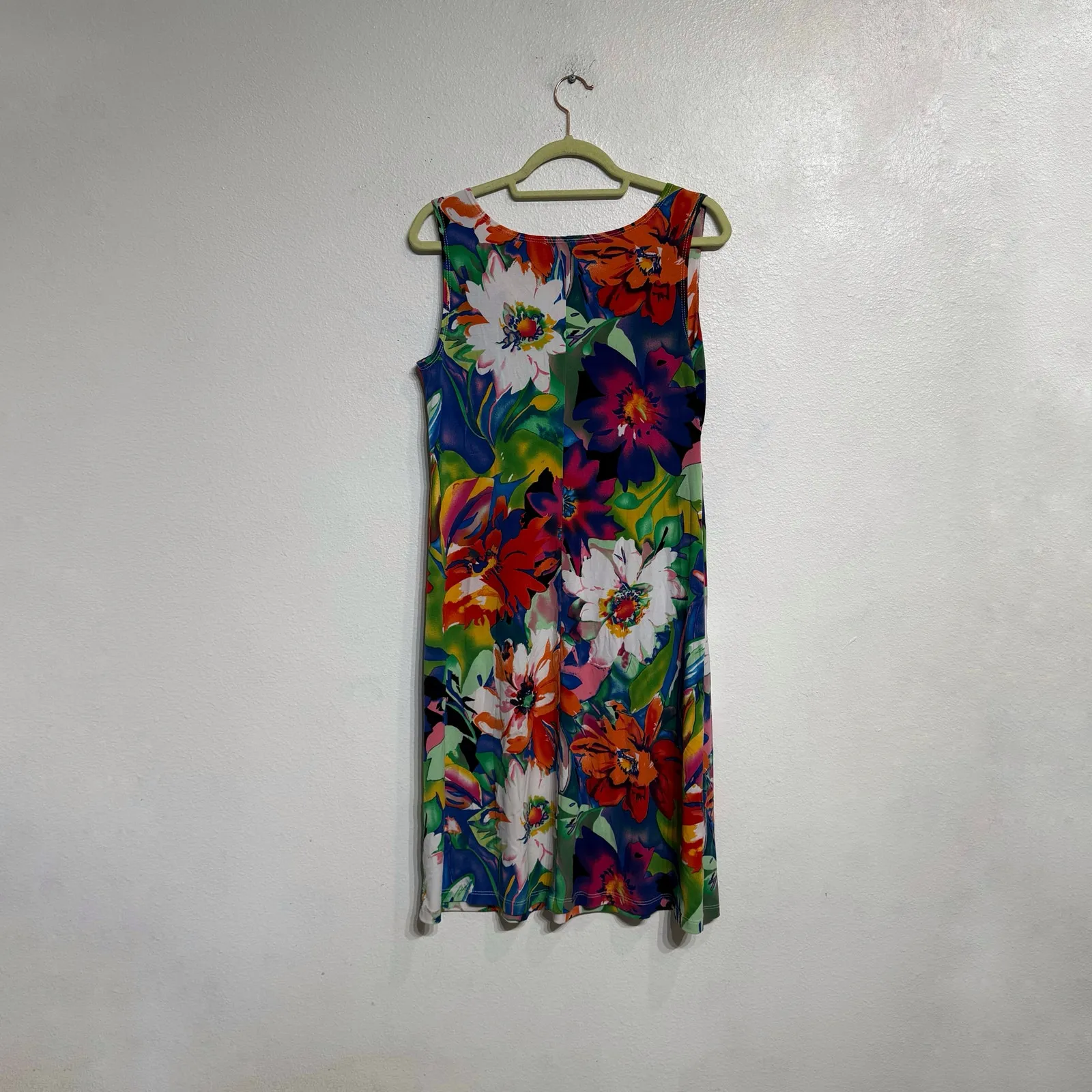 Slinky Brand White Floral Faux Wrap Midi Dress Sz M - Image 8