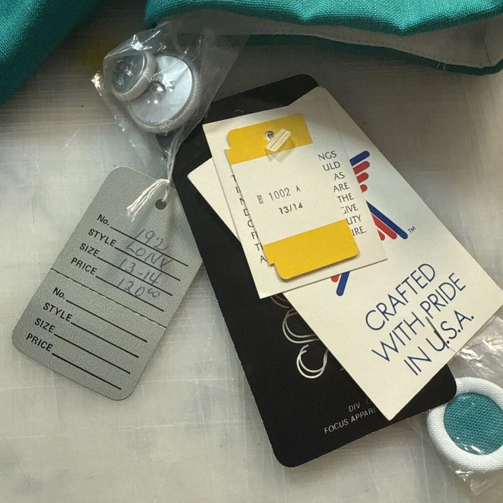 Vintage 80s First Focus Women 13/14 Green Short Sleeve Dress New Old Stock Tags Size undefined - Image 8