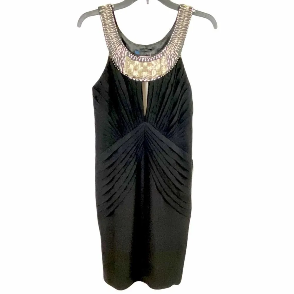 Sue Wong Black Beaded Sleeveless Cocktail Dress Size 6 - Image 2