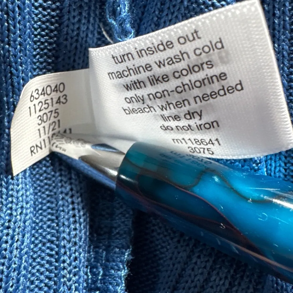 Lane‎ Bryant Hooded Poncho Top Ribbed Knit Blue Plus Size 18/20 - Image 5