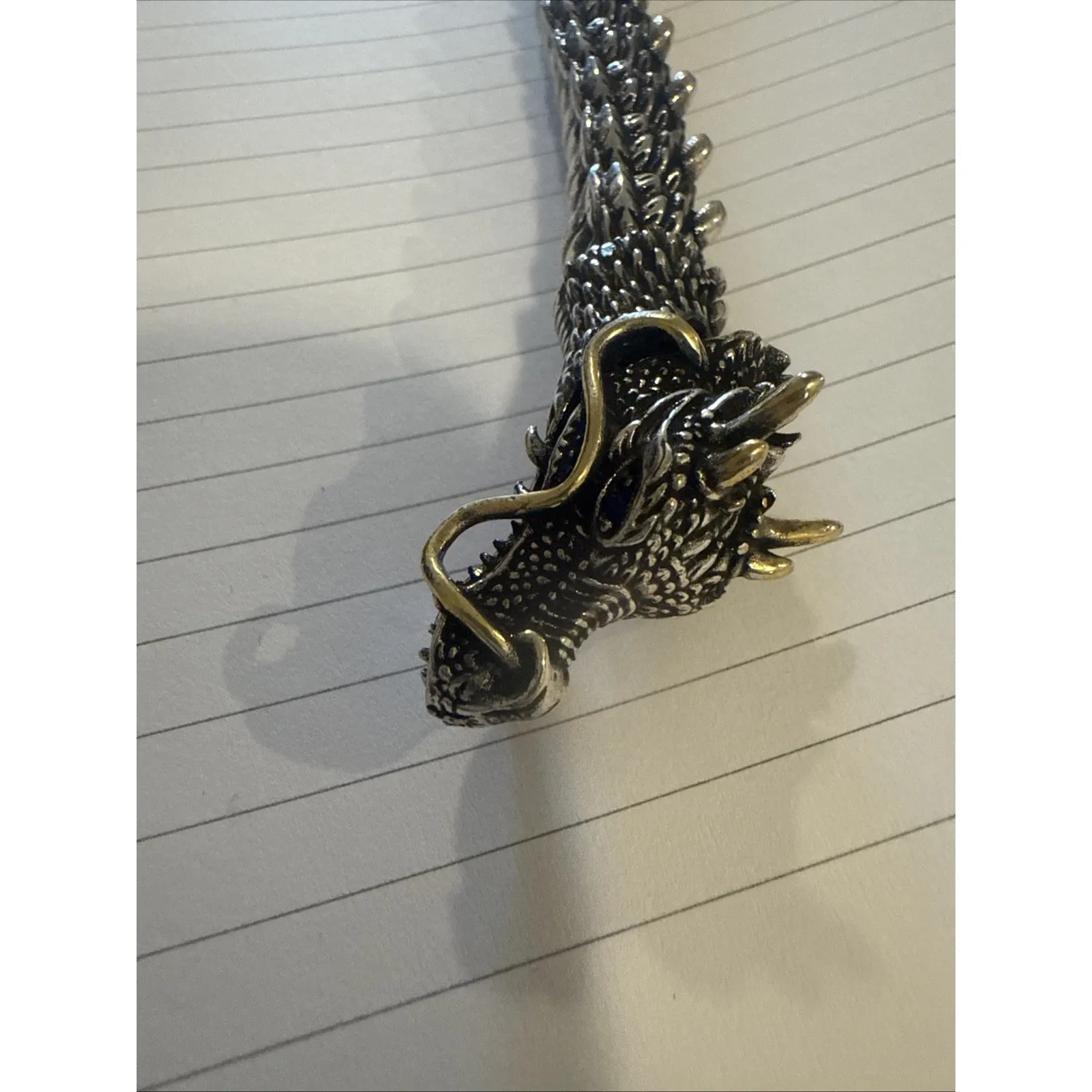 SOLID METAL CHINESE DRAGON BRACELET UNISEX‎ GIFT. Silver - Image 4