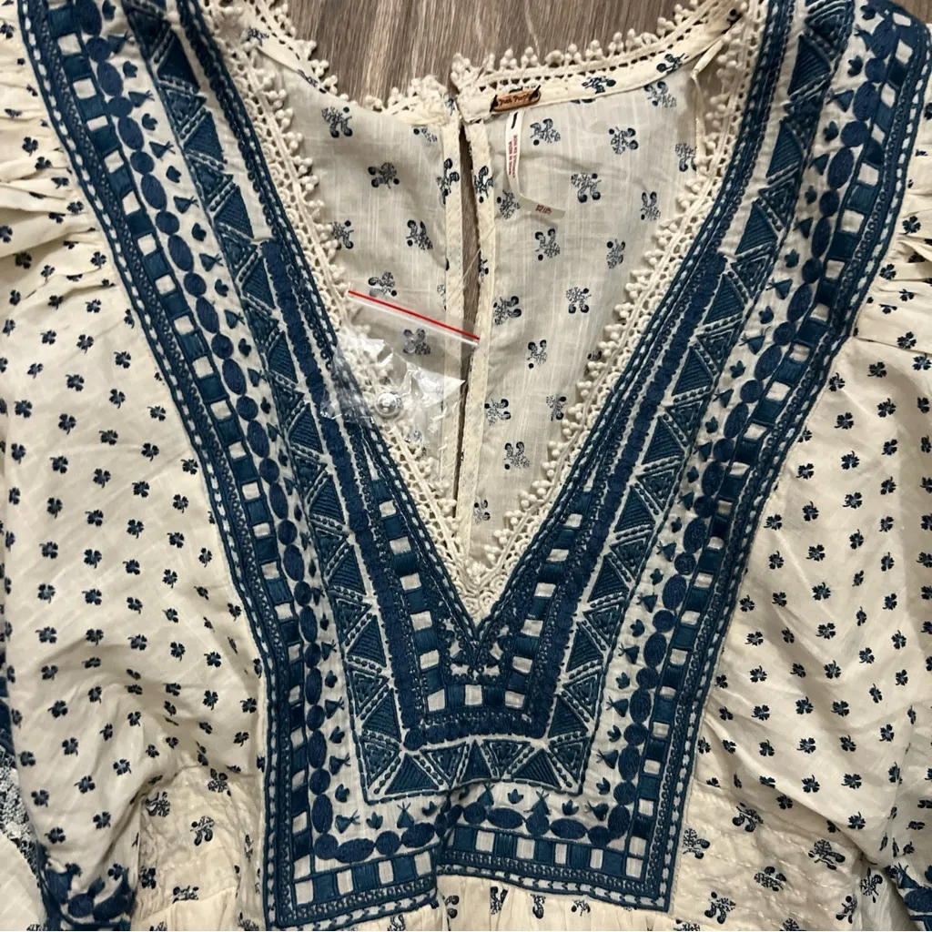 NEW Free People Sweet Southwest Embroidered Tea Combo Beige Mini Dress XS - Image 5