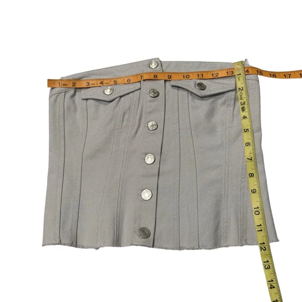 NWT ZARA Denim Crop Top Corset Bustier Subtle Sheen Sparkle Shimmer Silver, Sz S - Image 10