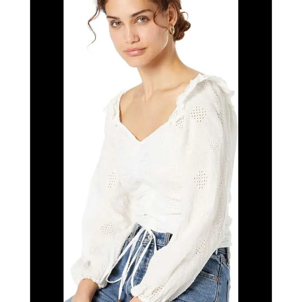 Bishop + Young Size Medium  Ruche Front Ruffe Top $110 Boho Gypsy Long Sleeve - Image 5