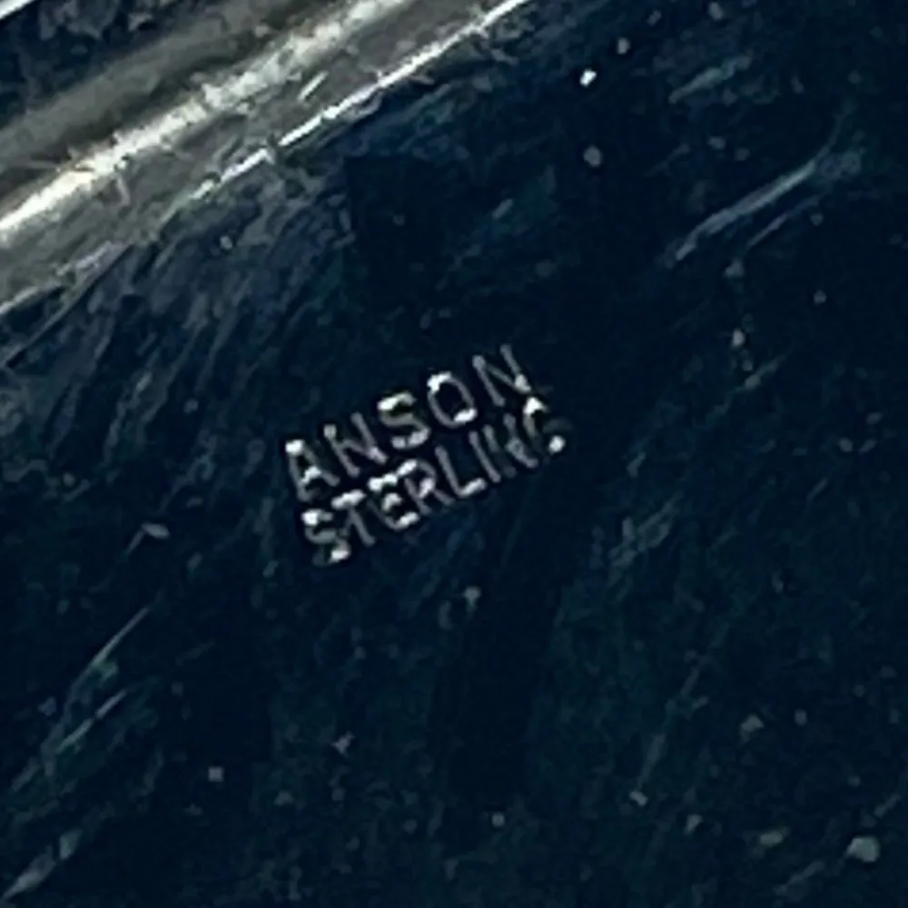 E Y Initial Pin Brooch Marked Anson Sterling Silver Oval Shape Decorative Edges - Image 8