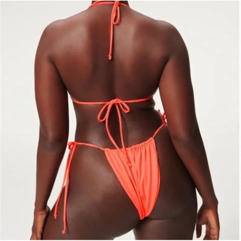 Good American Tiny Ties Bikini Swim Bottom 7 4XL Women’s Hot Coral NWT GSW0151. - Image 5