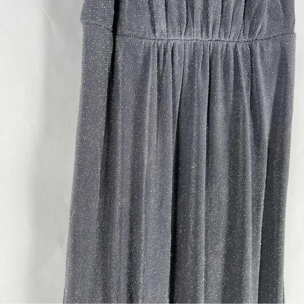 Show Me Your MuMu Gray Metallic Silver High Neck Cinched Empire Backless Dress S - Image 5