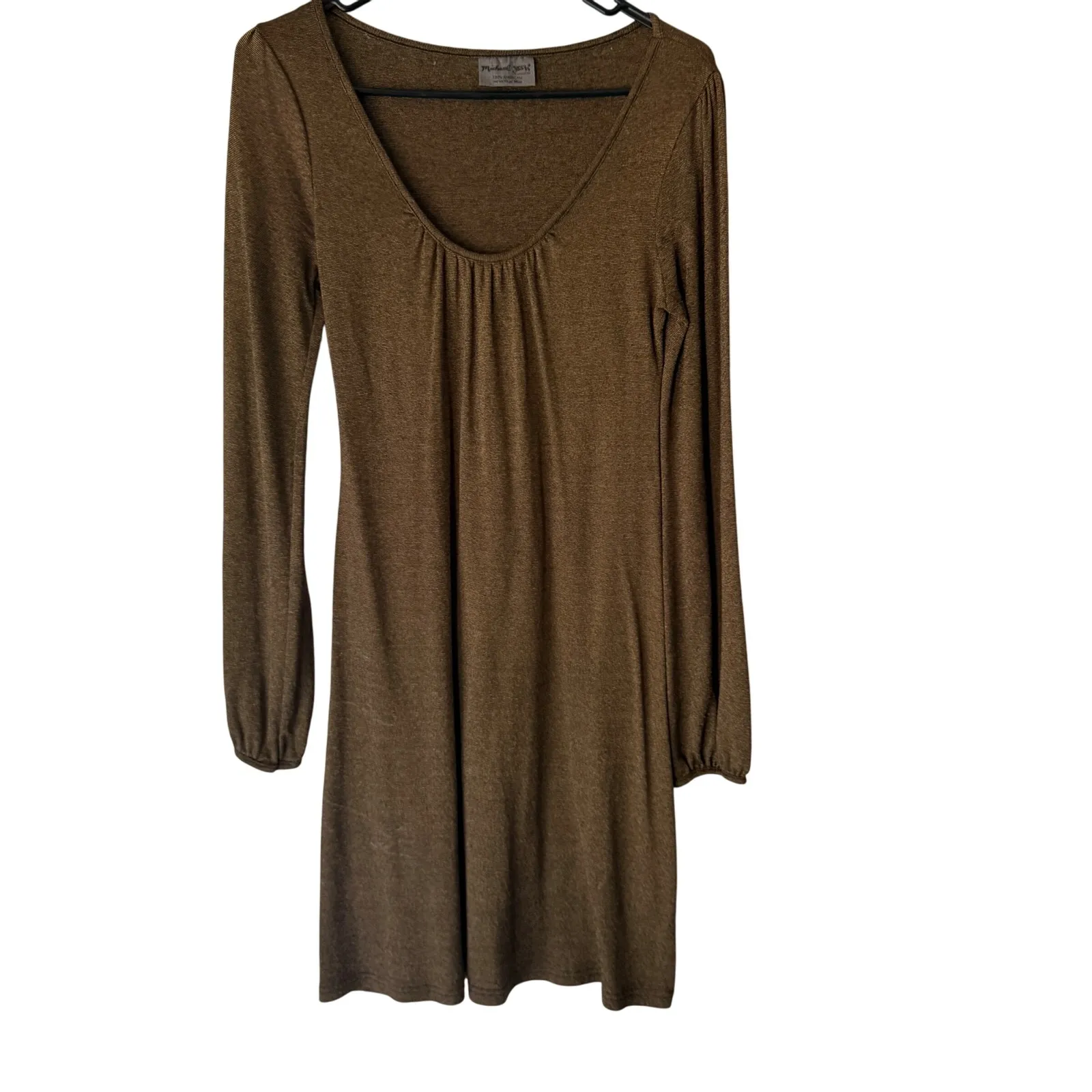 Michael Stars Y2k Dress One Size Brown Long Sleeve Casual Knit Western Boho - Image 2