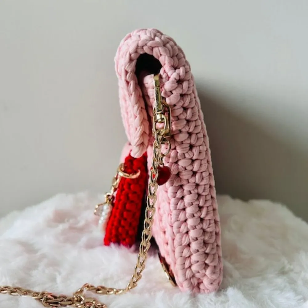 Red and Pink Crochet Bag Set - Image 5
